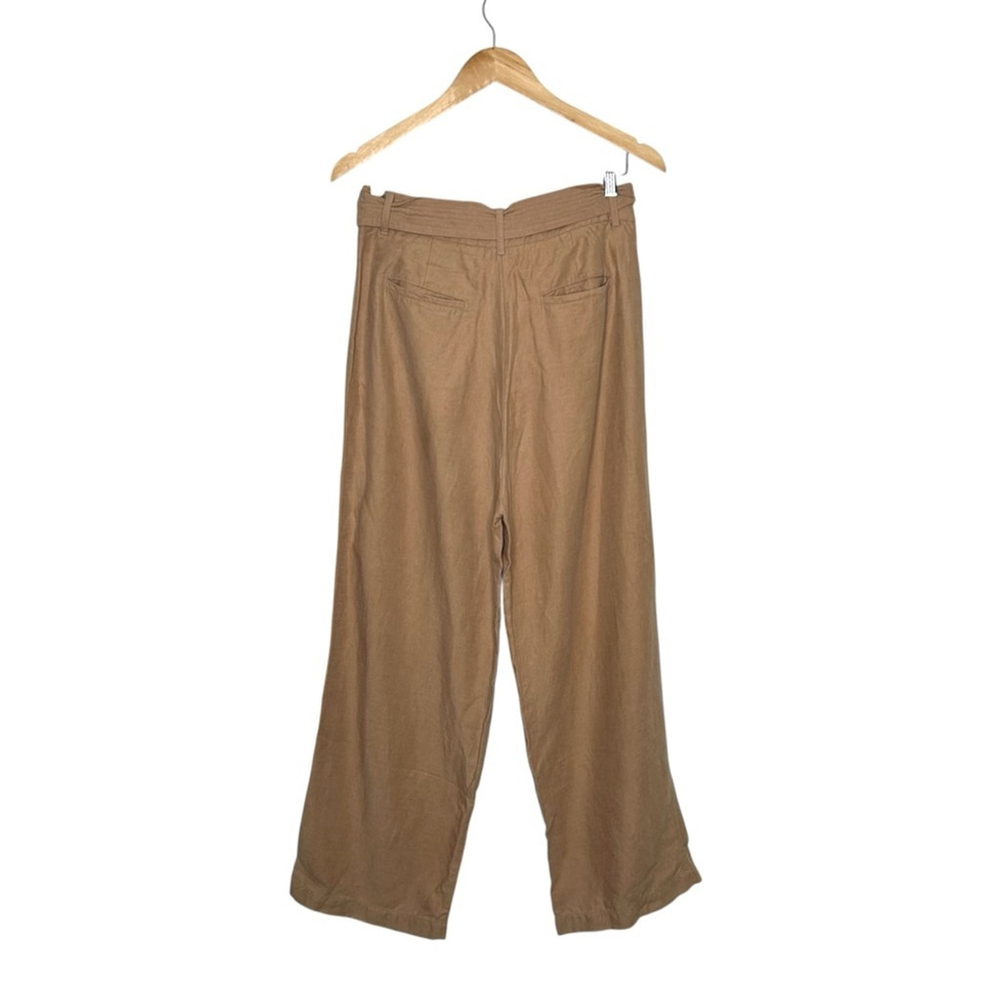 Aritzia Wilfred With Linen Wide Leg Belted Trouser Pants Camel Tan Women’s Sz 8 - Picture 7 of 9